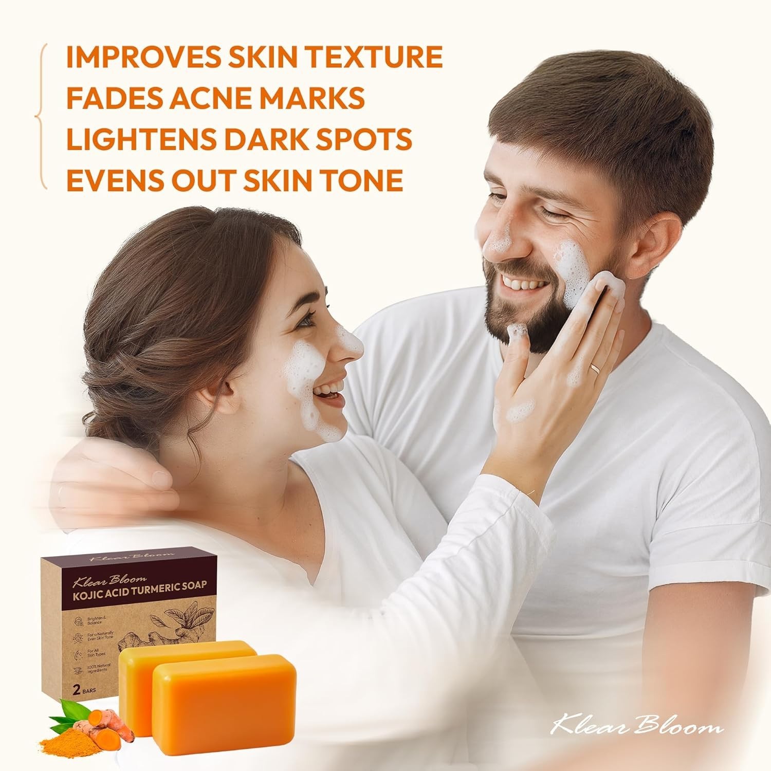 Kojic Acid Soap, Turmeric Soap Bar for Dark Spots Brightening & Moisturizing
