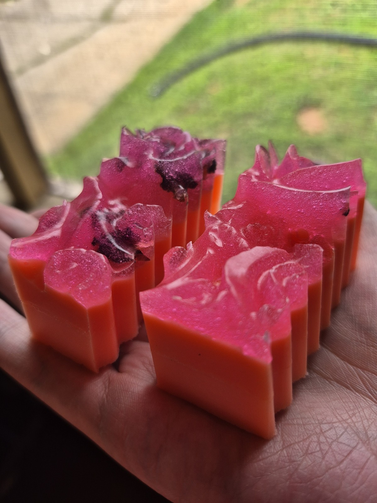 Abide & Bloom Soap Co. Handcrafted Rose Bar Soap Pink/Orange Lot of 2 Bars