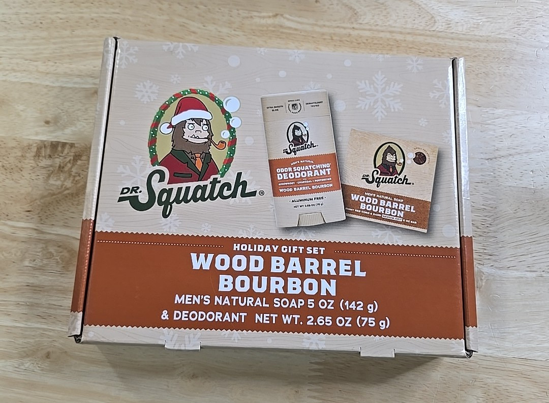 DR. Squatch WOOD BARREL BOURBON 5oz natural SOAP & 2.65oz DEODORANT gift set