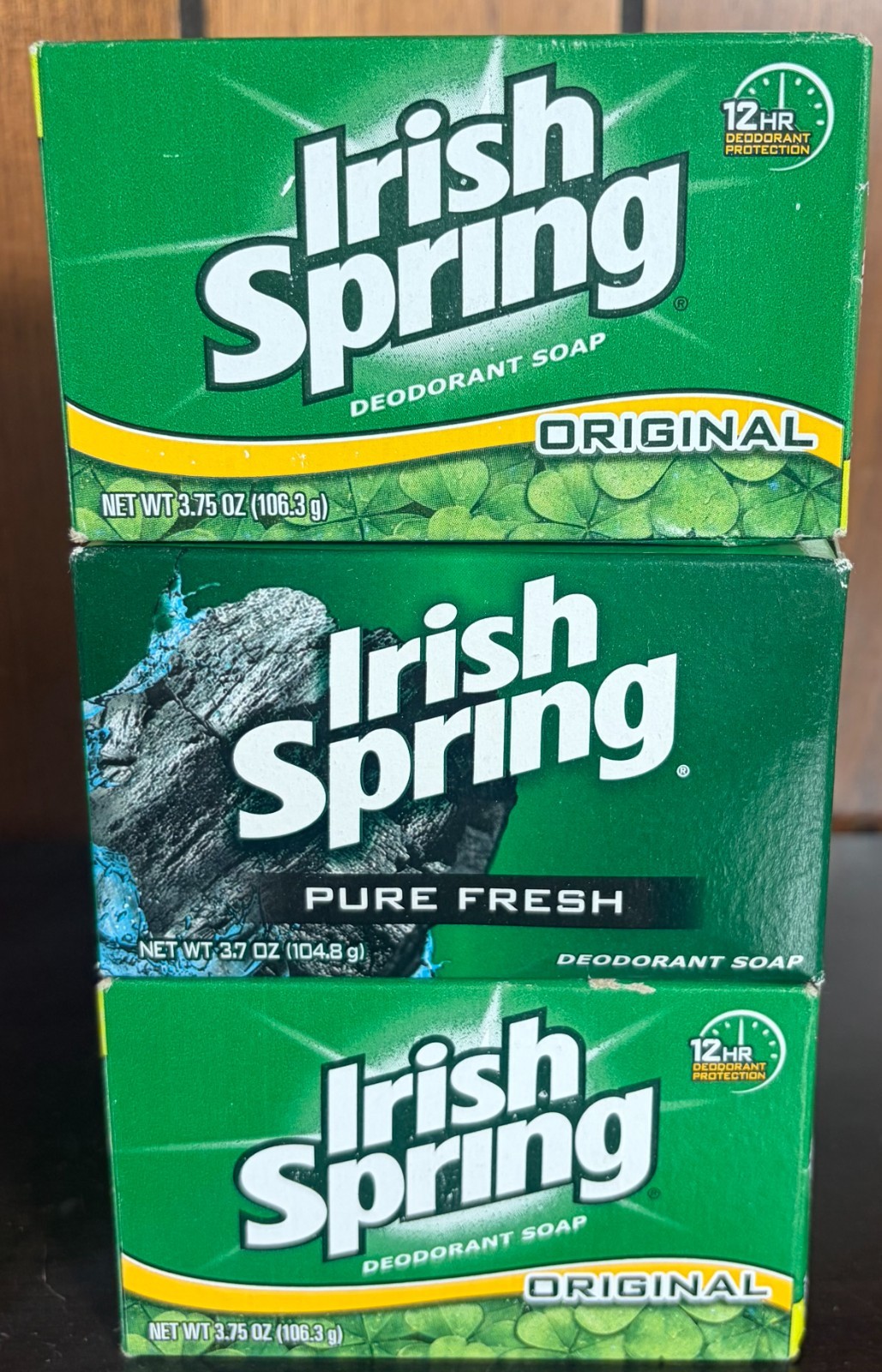 Irish Spring 3.7 oz Bar Soap 2 Original and 1 Pure Fresh *DISCONTINUED* NIB
