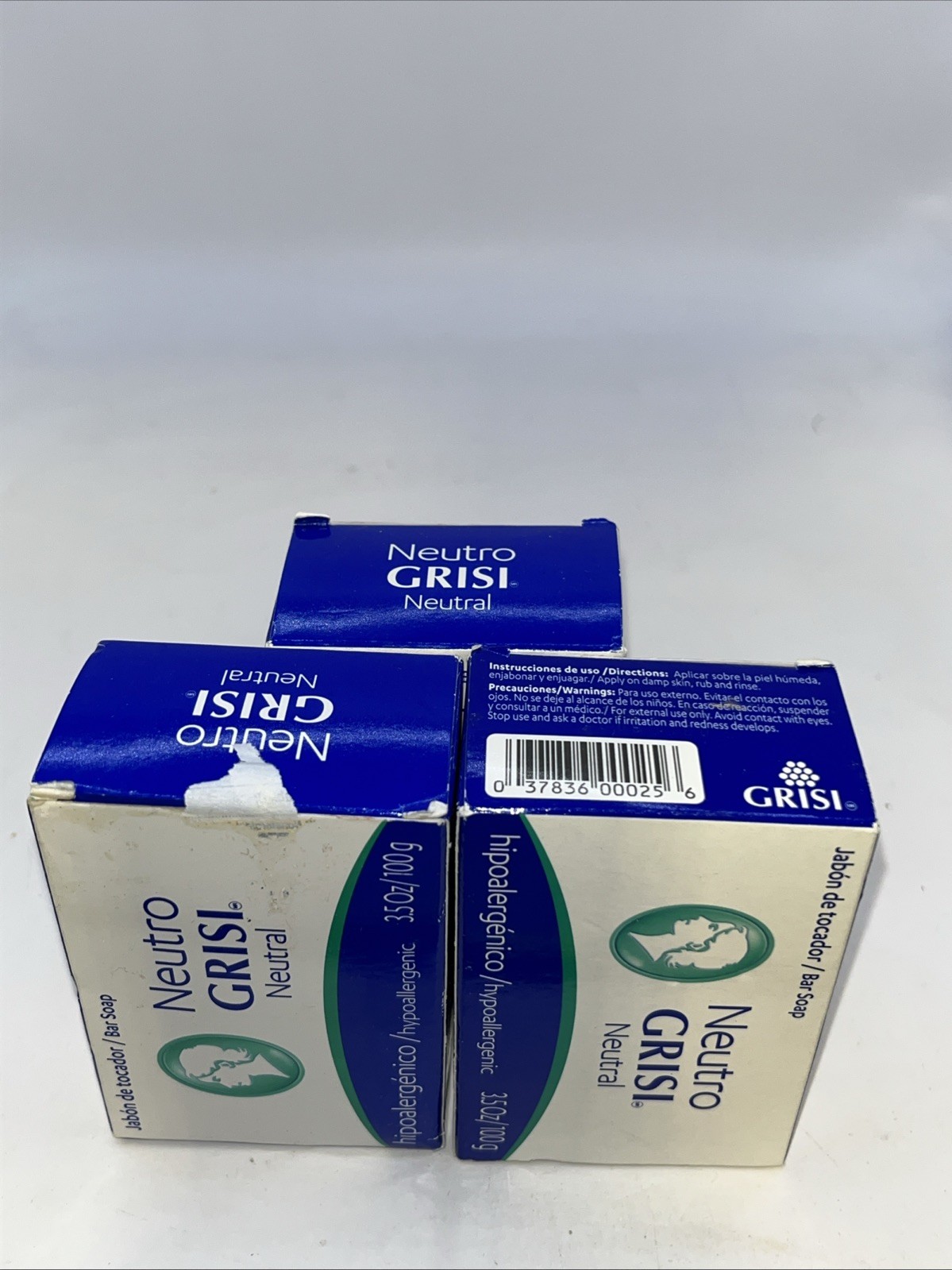 3-Neutro Grisi Neutral Bar Soap 3.5 OZ per Bar-Brand New & Sealed
