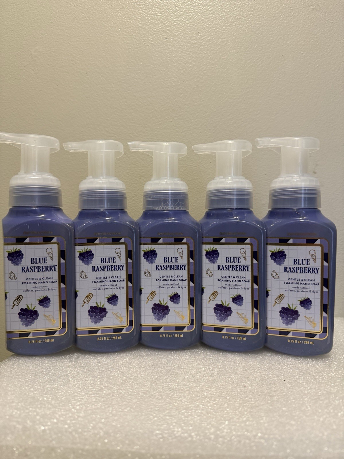 5 New BLUE RASPBERRY BATH & BODY WORKS GENTLE FOAMING HAND SOAP