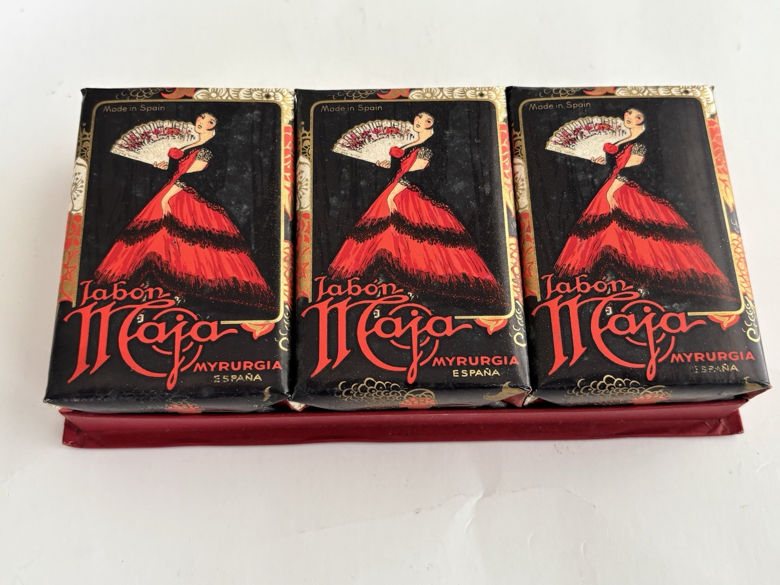 Vintage Myrurgia Maja Flor de Blason Soap Lot Spain Jabon Fan Boxed Vanity