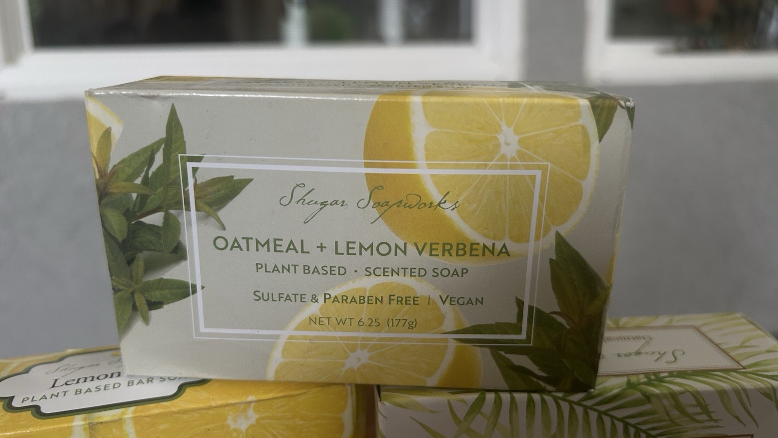 LOT 3 Shugar Soapworks Oatmeal Lemon Verbena Coconut Jumbo Bar Soap Vegan 6.25oz