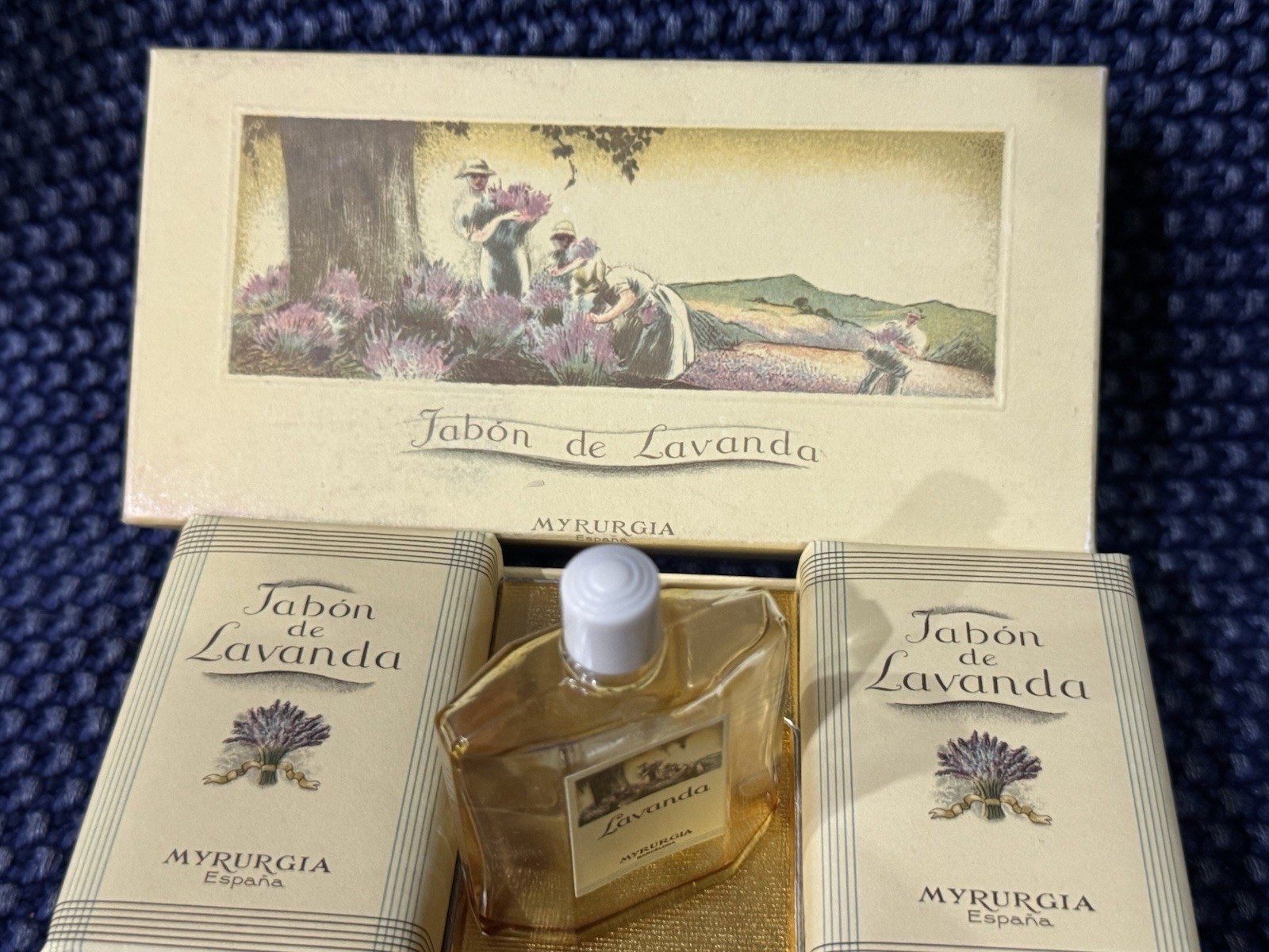 Jabon De Lavanda Myrurgia Espana Soap Lot of 2 Vintage From Spain Empty Bottle