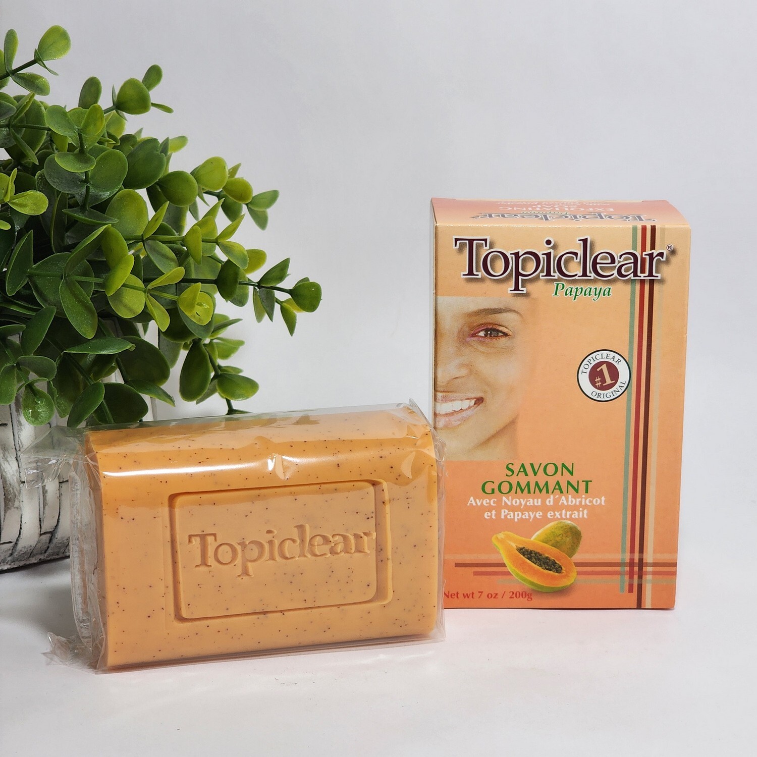 Topiclear Papaya Exfoliating Soap with Apricot Powder Jumbo Size 7 oz / 200 g
