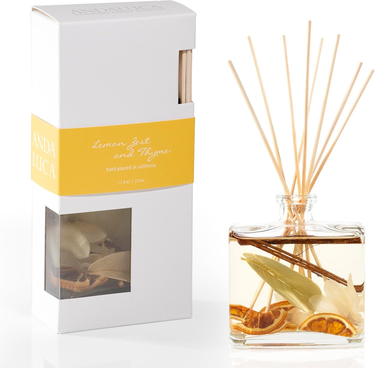 Lemon Zest & Thyme Botanical Reed Diffuser | 7.5 Fl Oz | Citrus & Spice Scent