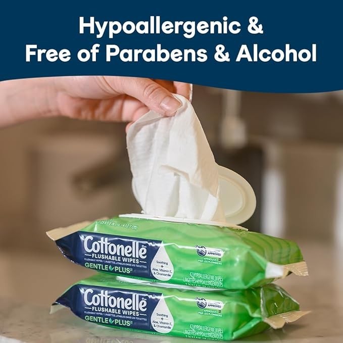 Cottonelle GentlePlus Flushable Wipes Aloe Vitamin E 336 Ct 8 Packs Soft Clean