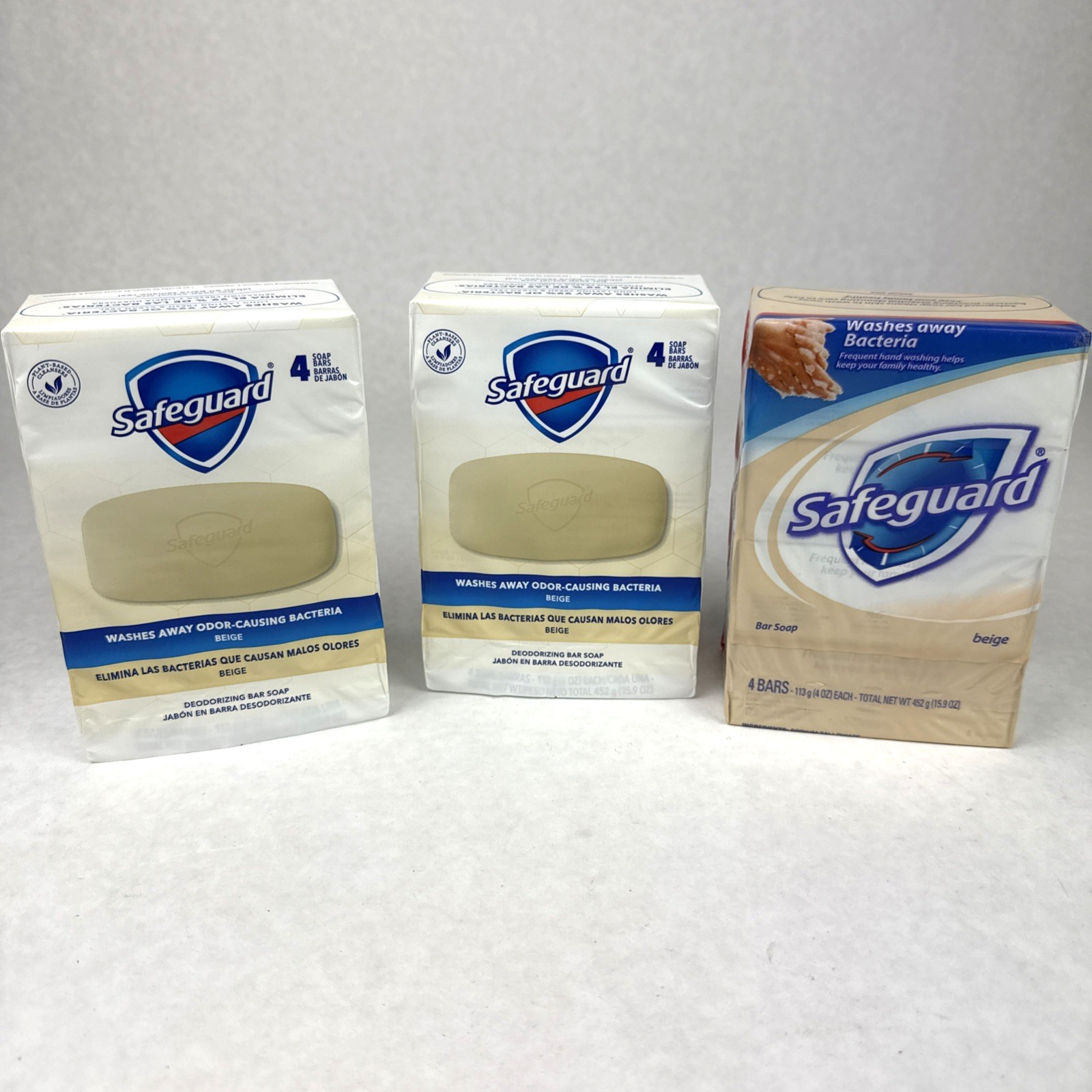 Lot Of 3 Packs-Safeguard Antibacterial Deodorant Bar Soaps Beige 4 Bars Per Pack