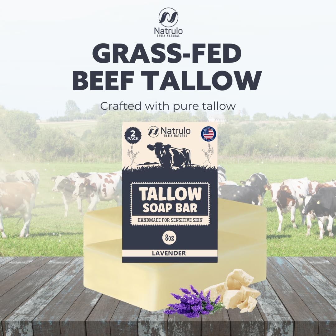 Beef Tallow Soap Bar – All Natural Grass Fed 4 Ounce (Pack of 2)