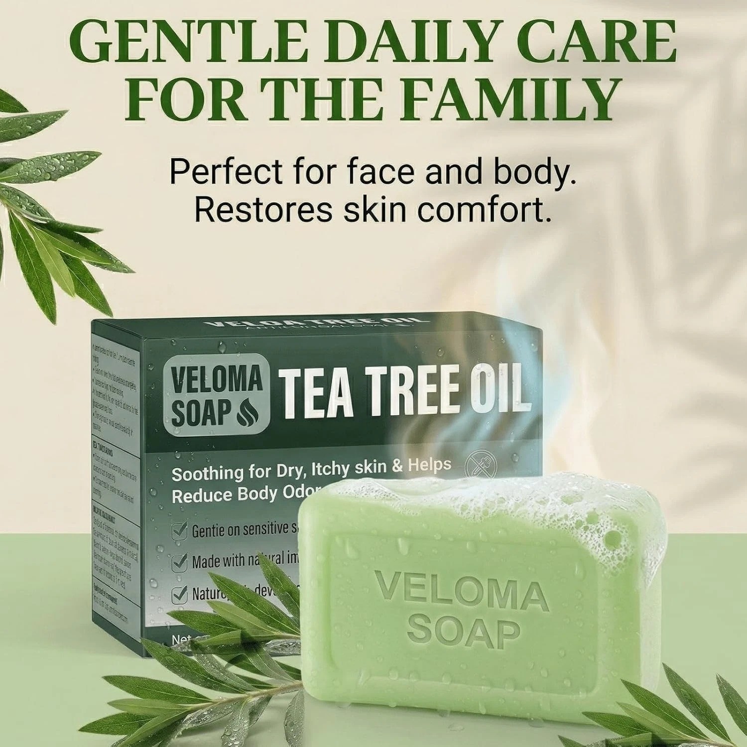 Veloma Antifungal Soap,Veloma Soap,Soothing Tea Tree & Eucalyptus, Deep Pore Cle