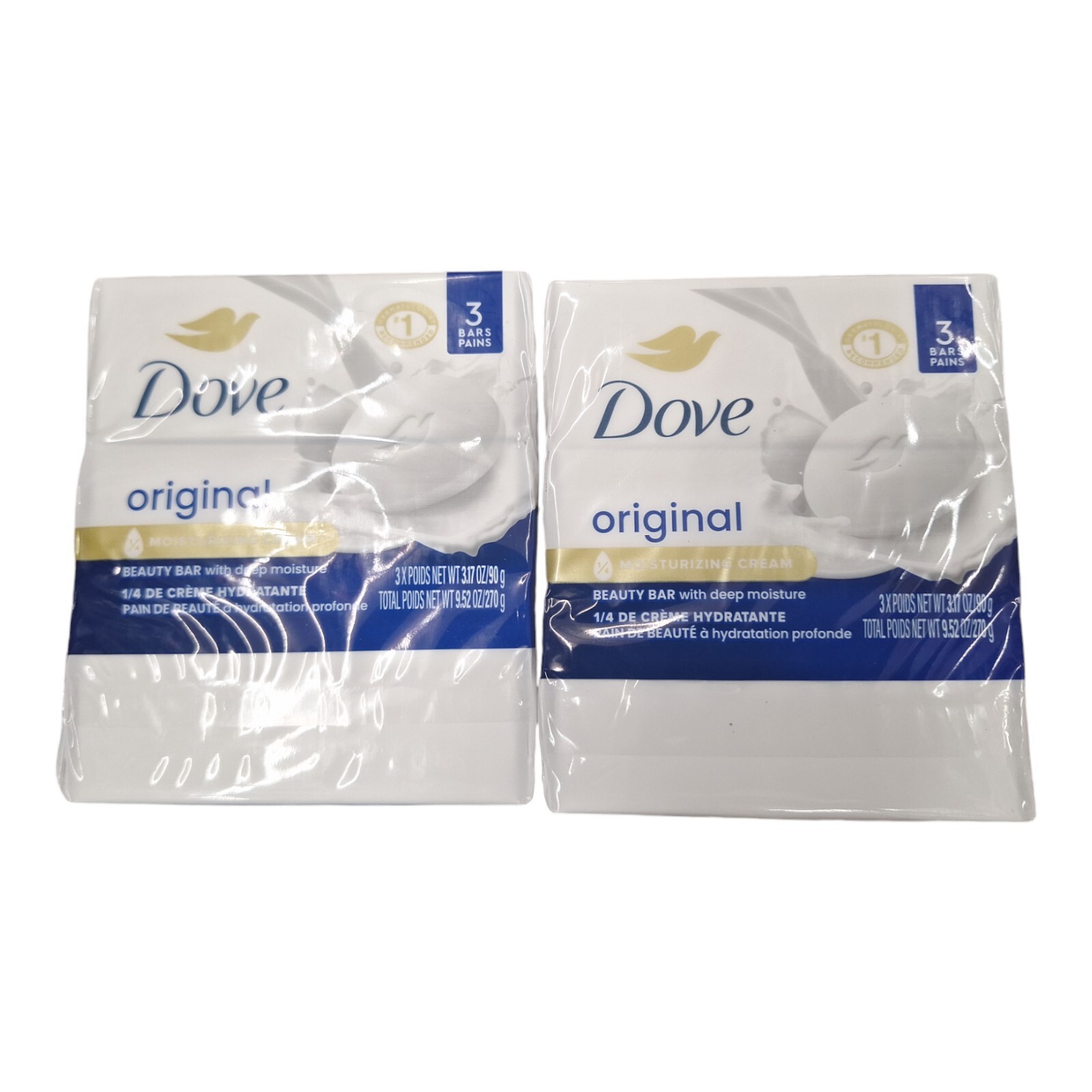 Dove Original Beauty Bar Deep Moisture White Soap 3.75 oz. 4 pack 8 bars total