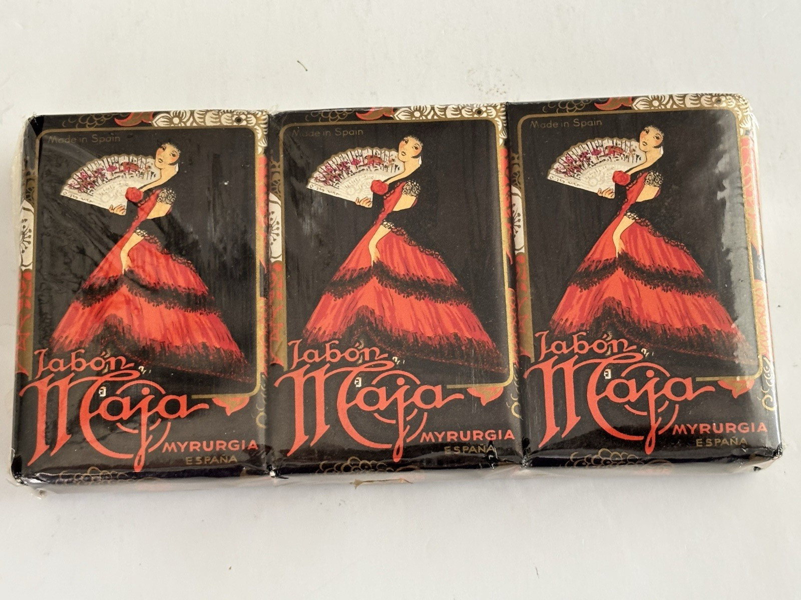 Vintage Myrurgia Maja Flor de Blason Soap Lot Spain Jabon Fan Boxed Vanity