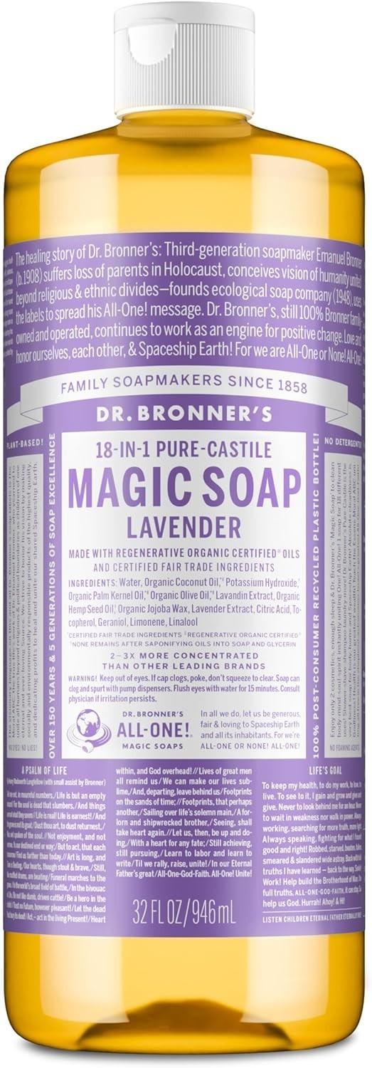 Multi-Use Organic Lavender Liquid Soap – Biodegradable, 32 Oz Castile Solution