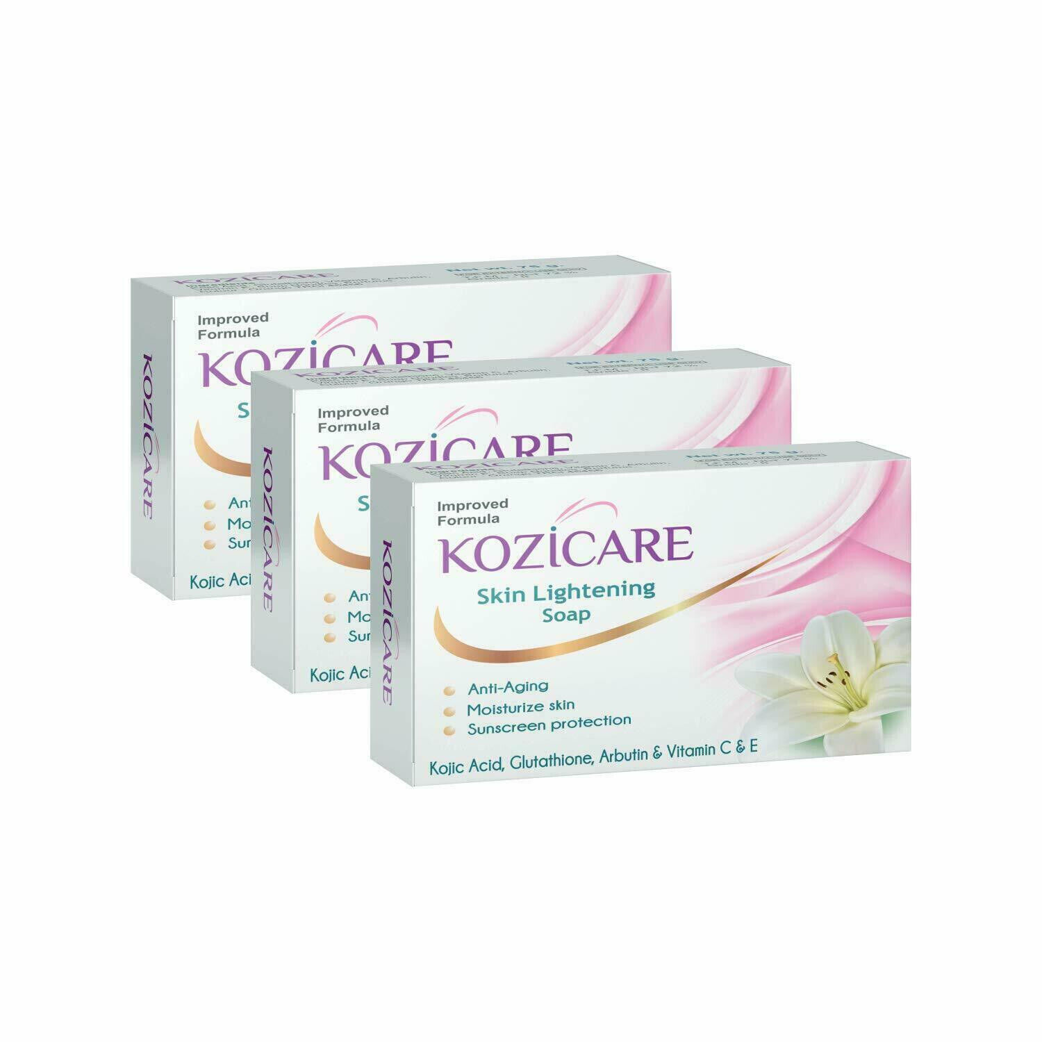 Dark Skin Whitening Soap Lightening Brightening Kojic Acid Soap 75g x 3 Soap
