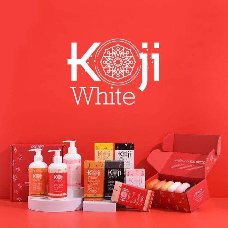 Koji White Kojic Acid & Vitamin C Brightening Soap for Face & Body, Diminishes D