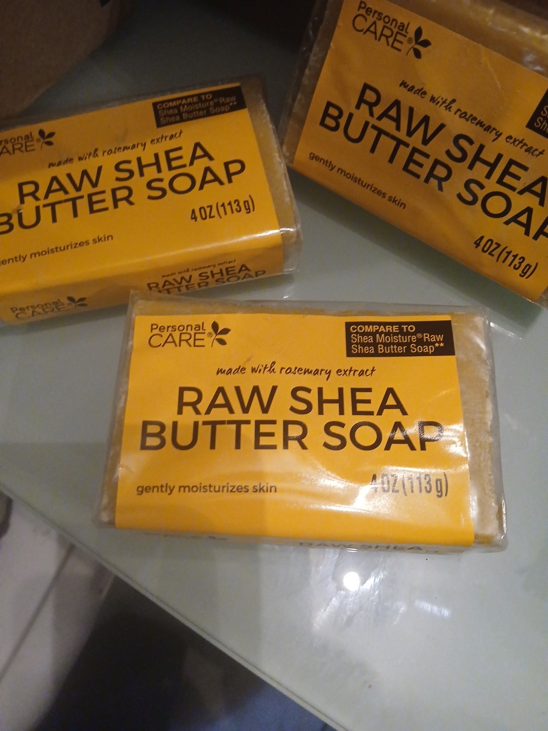 Personal Care Raw Shea Butter Soap, Rosemary Extract, Moisturizing 4 oz, 3pk