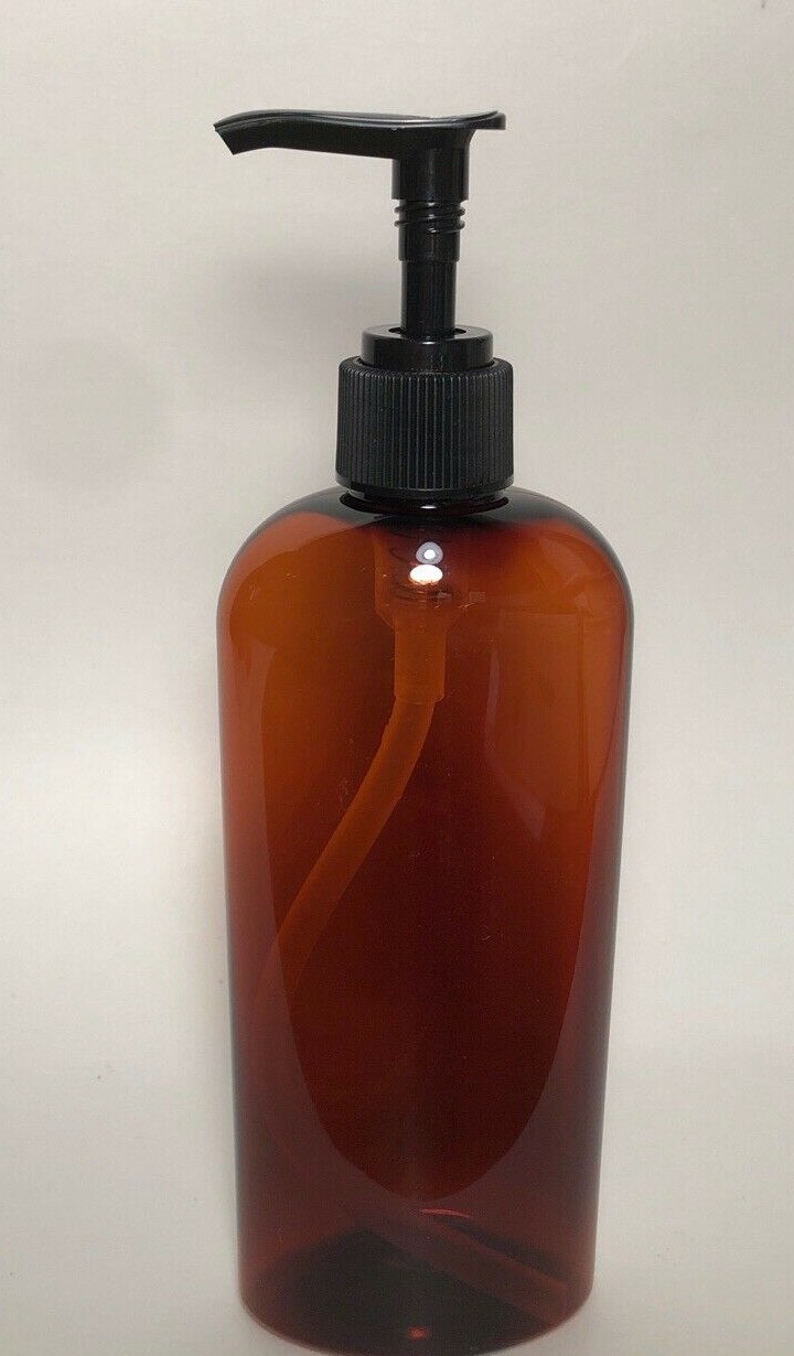 8 oz PET Plastic BPA free 24/410 Amber Cosmo Oval Bottle choice of caps