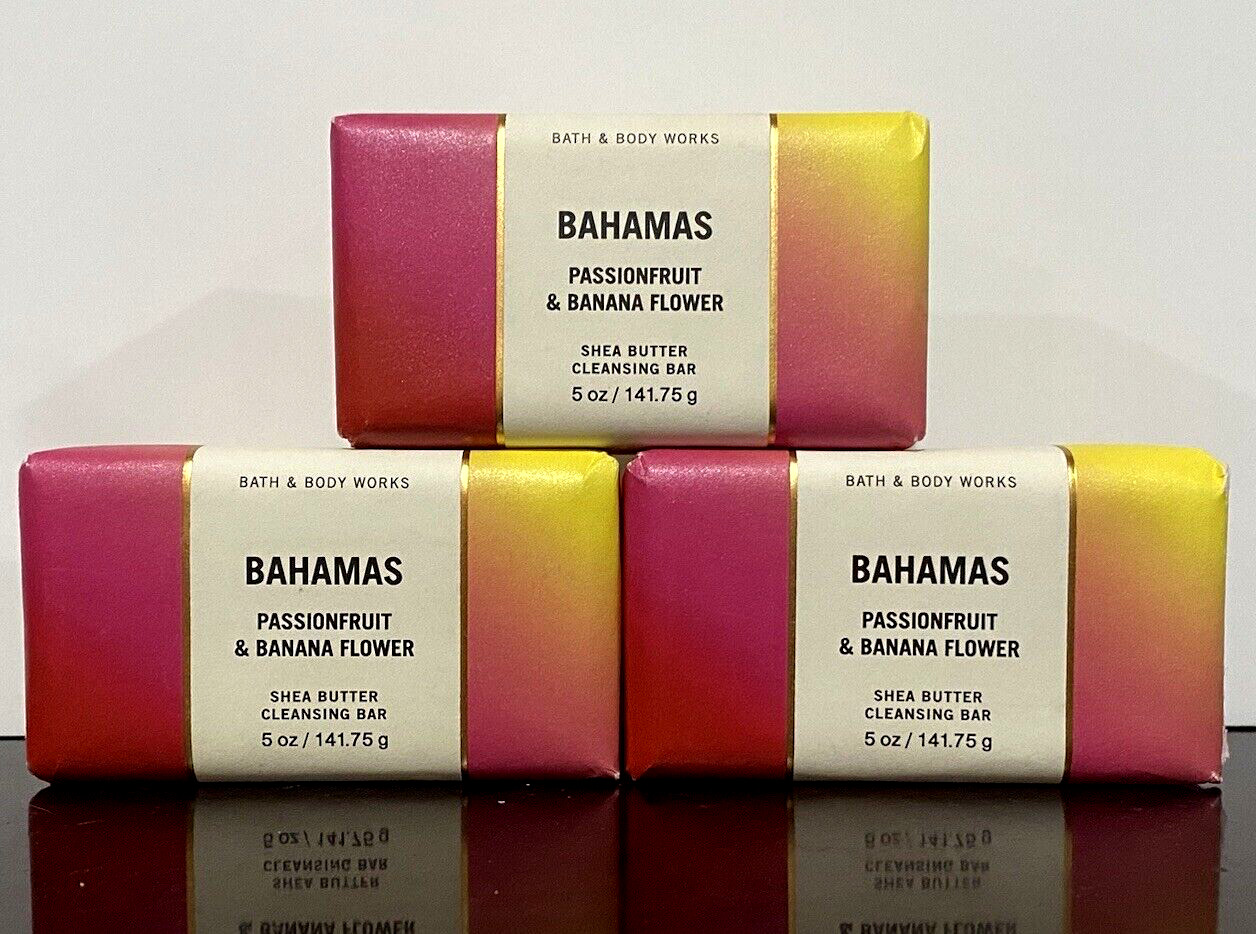Bath & Body Works BAHAMAS Passionfruit & Banana Flower Lot of 3 Cleansing Bars