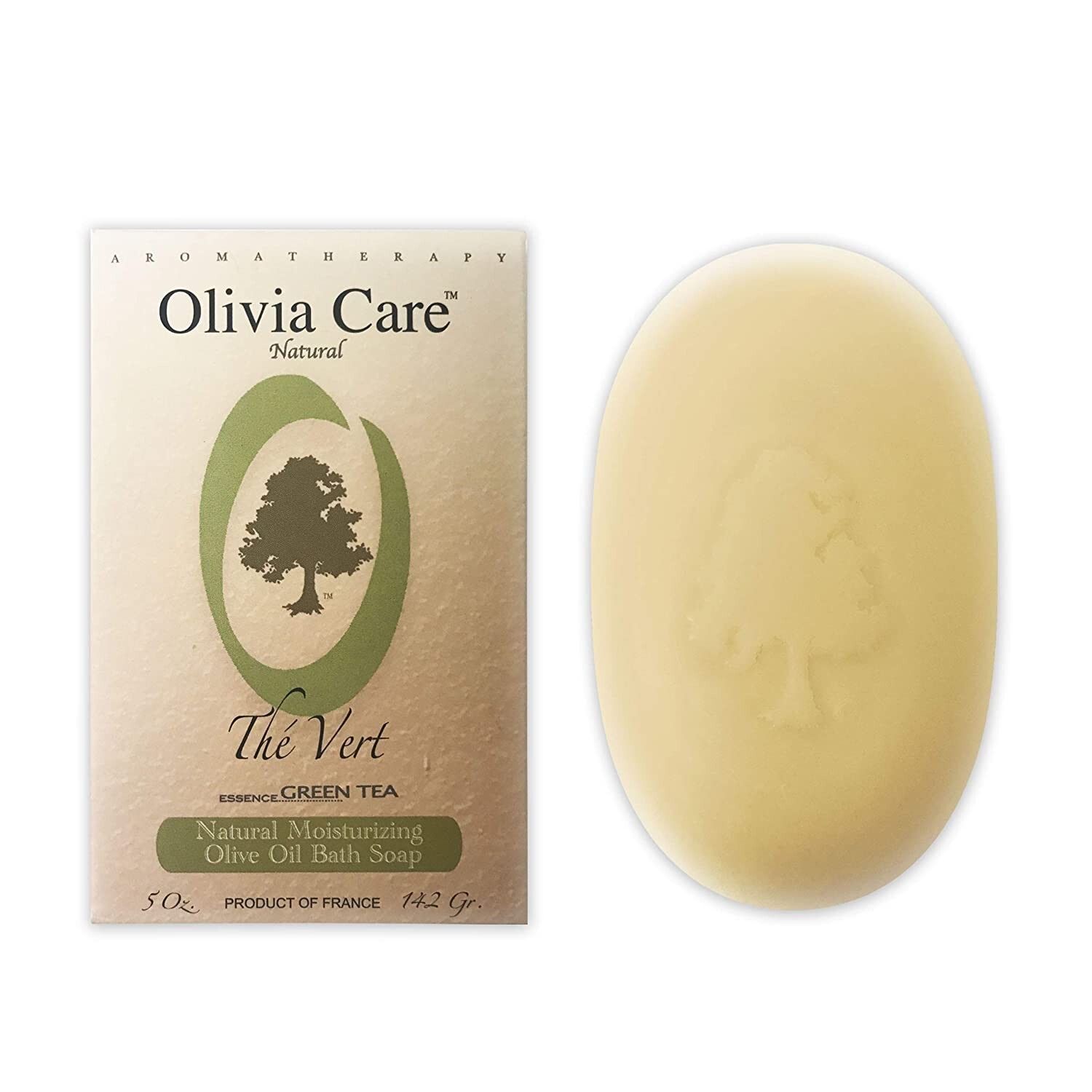 Olivia Care GREEN TEA  & OLIVE OIL Bar Soap, Organic, Natural ingredients 5 oz