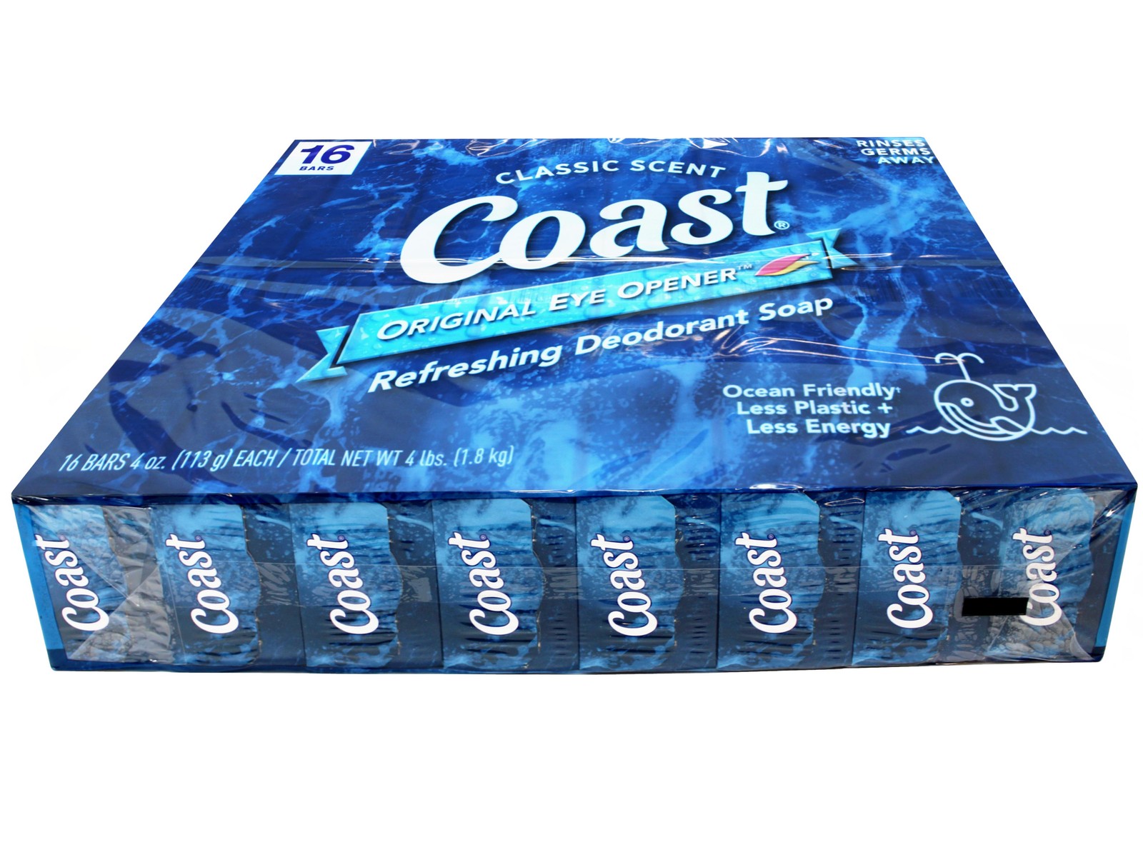 3 Pack Coast Refreshing Deodorant Bar Soap Classic Scent, 16 Bars, 4 oz Each