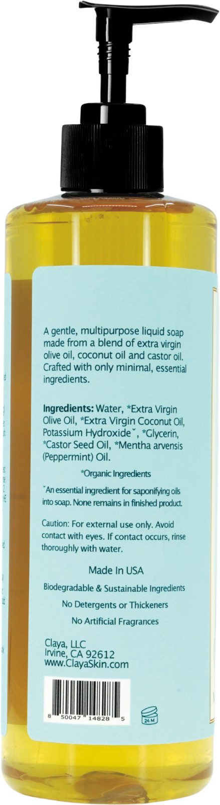 Peppermint Liquid Castile Soap Set – Organic Ingredients, Gentle for skin