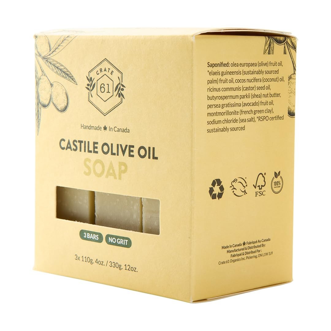 Crate 61, Handmade in Canada, Plant Based Cold Process Natural Bar Soap For F…