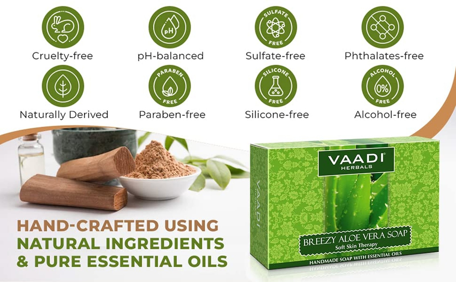 Vaadi Herbals Aloe Vera Soap 75 Grams (21.2 Ounces(Pack of 8 X 75 Grams))