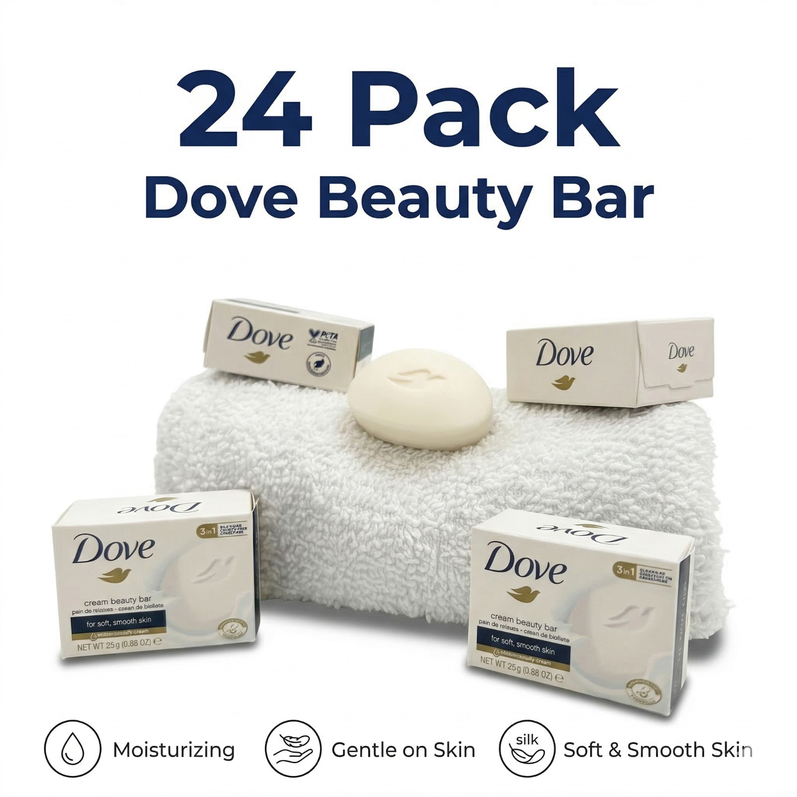 Dove Beauty Bar Travel Size Soap 24 Pack 25g Hotel Airbnb Guest Essentials Bulk