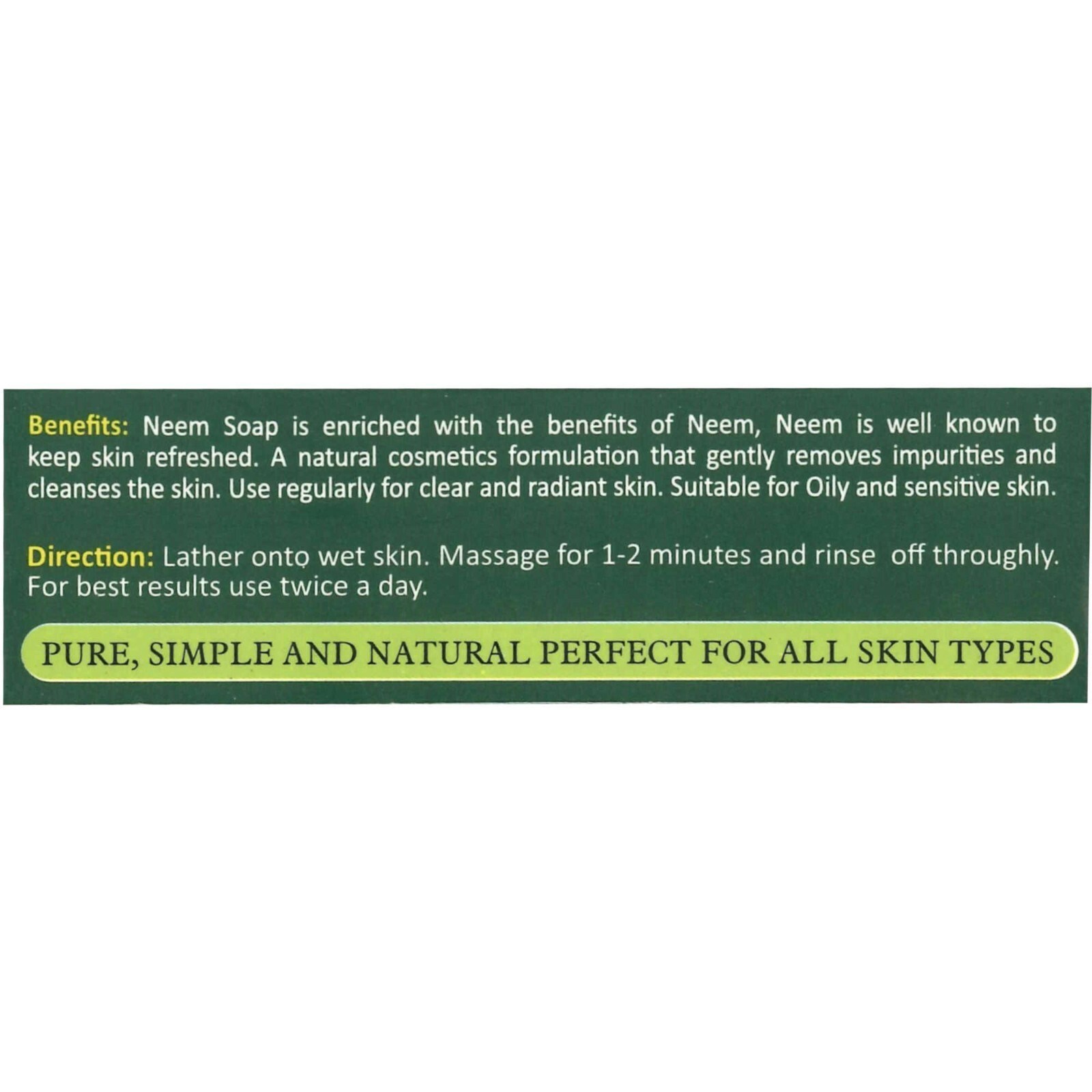 Neem Soap with Ginger & Indian Hemp, For Oily & Sensitive Skin, Vegetable Base