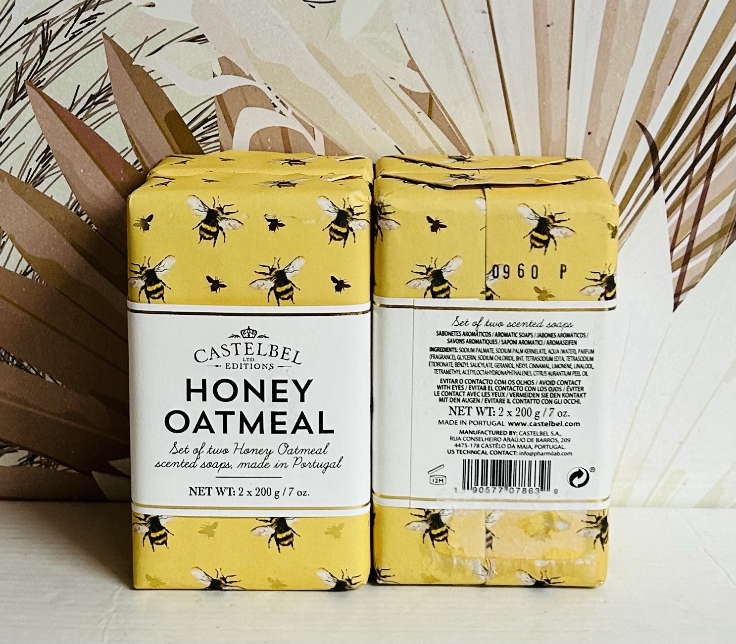 2-Pack Castelbel ~ Honey Oatmeal Bar Soap 4 Bars 7 oz Each ~ Limited Edition