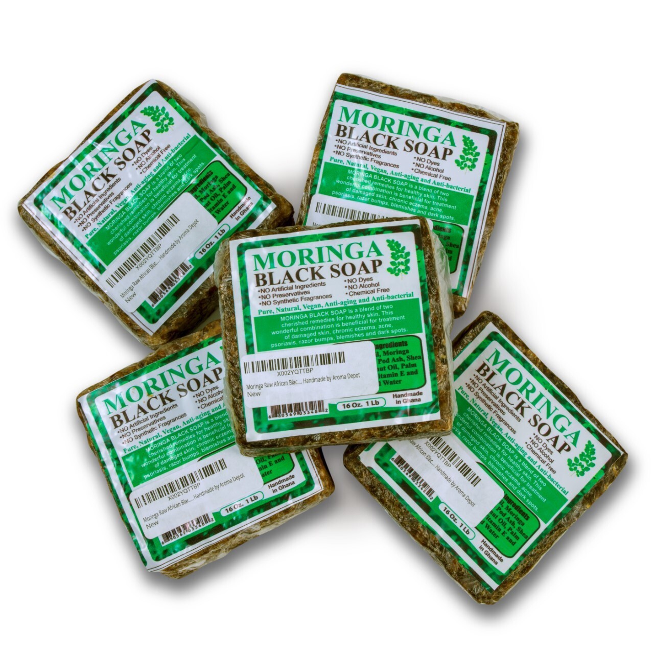 MORINGA Black Soap 1 lb. Vegan Organic Unrefined 100% Natural Anti Acne/Fungus