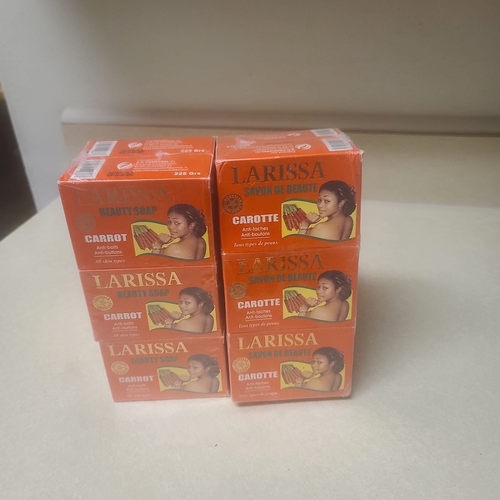 Larissa Lightening Brightening Carrot Beauty Soap All Skin Types Pack of 6