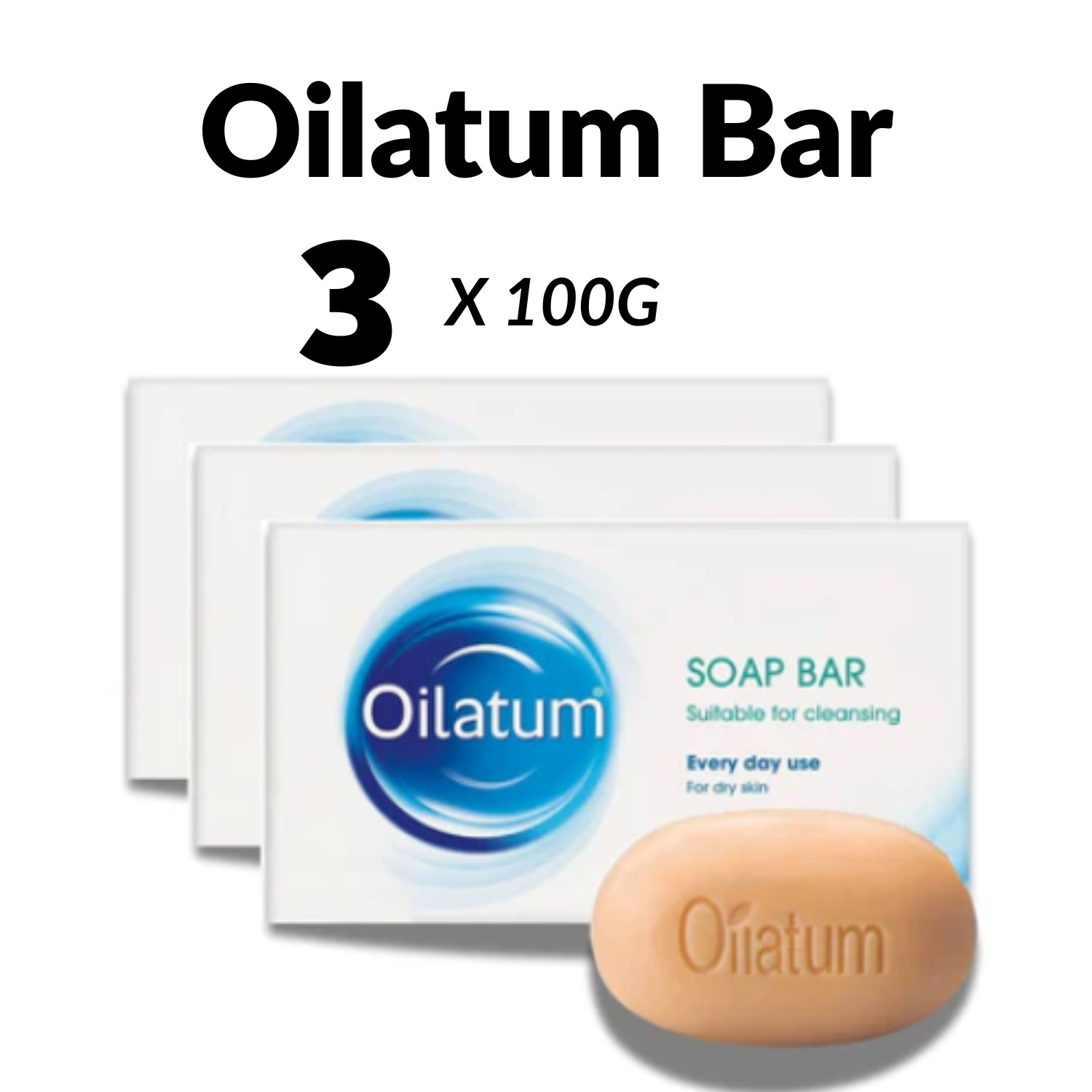 3 X 100g OILATUM Daily Soap Bar For Dry Skin Cleansing To Moisturizes Protects