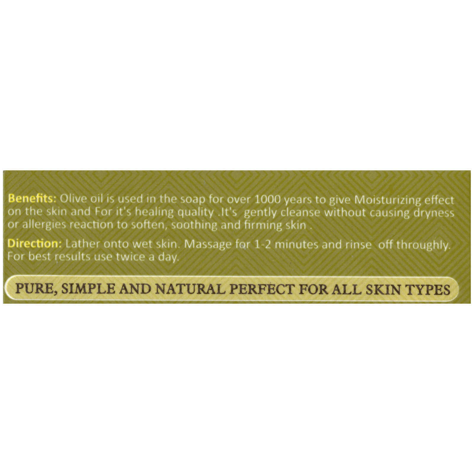 Organic Olive Oil & Green Tea Soap Anti-Aging, Healing & Vegetable Base 3.80 OZ