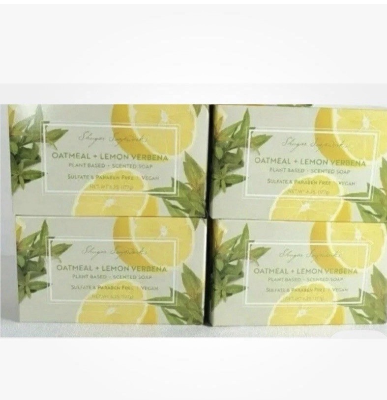 Shugar Soapworks Oatmeal & Lemon Verbena Bar Soap Vegan 5 OZ-Pack Of 4