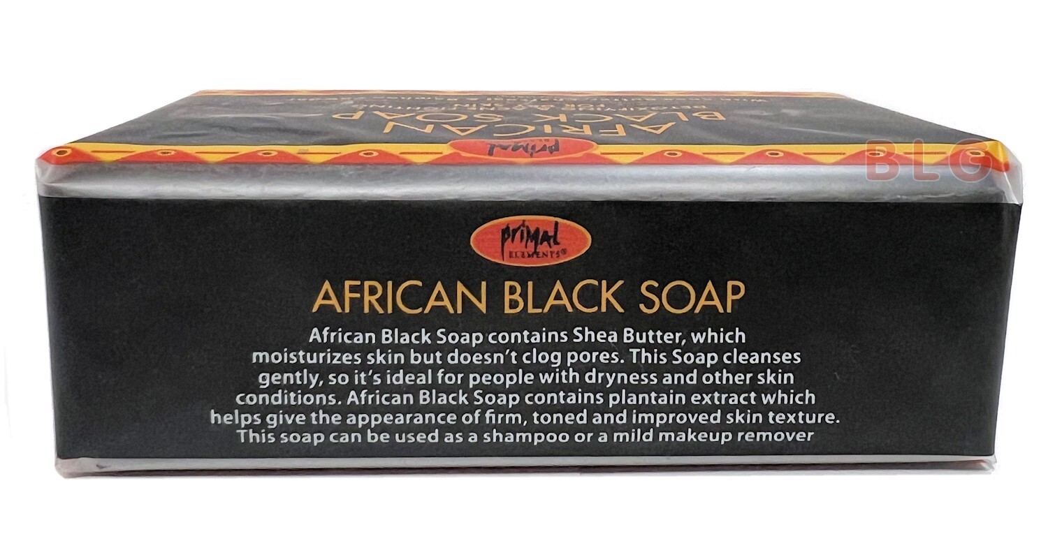 AFRICAN BLACK SOAP Detoxifying Acne Fighting Shea Butter & Charcoal 7 oz. 5-Bars