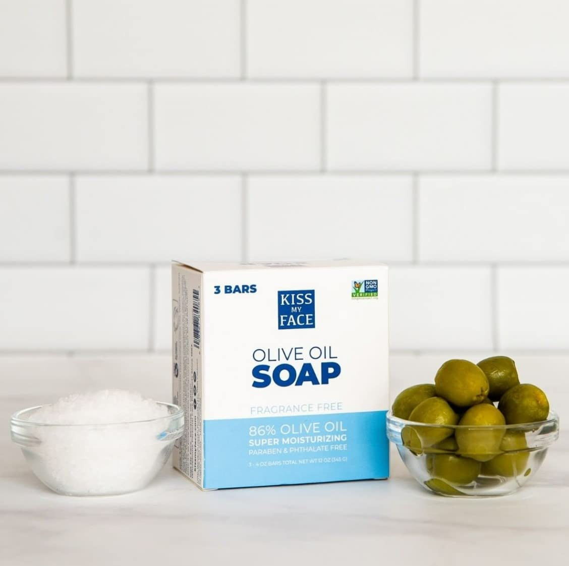 Olive Oil Fragrance Free Bar Soap Moisturizing Vegan Palm Oil Free 3 Pack 4 Oz