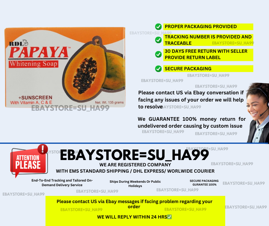 RDL Papaya Whitening Soap Sunscreen With Vitamin A C & E 135g ( X 3 )