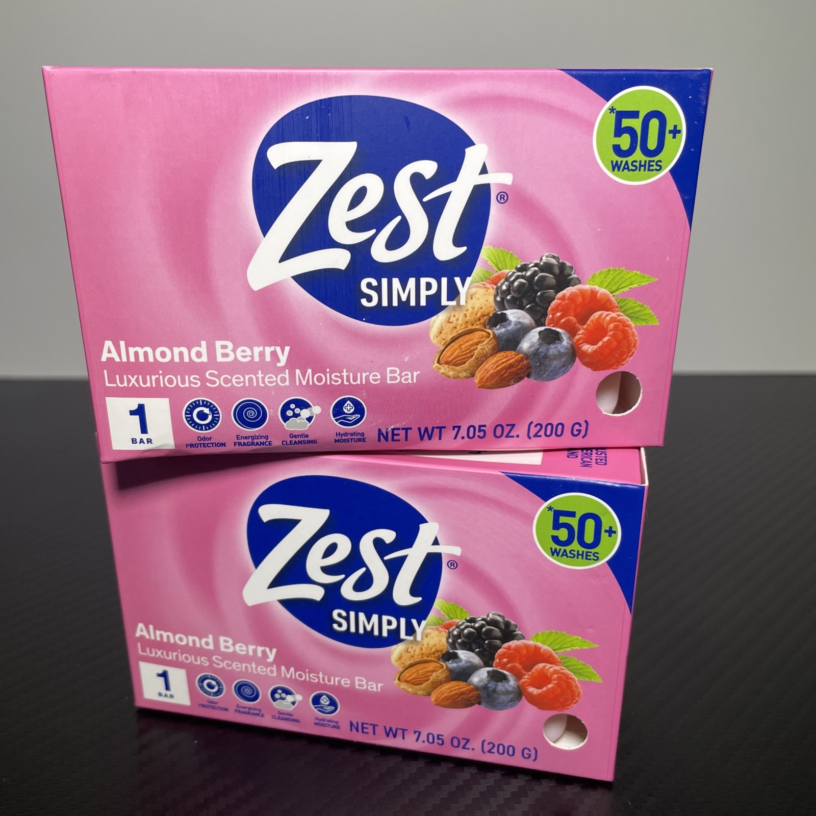Lot Of 2 Zest Simply Almond Berry Luxurious Scented Moisture Bar 7.05oz New