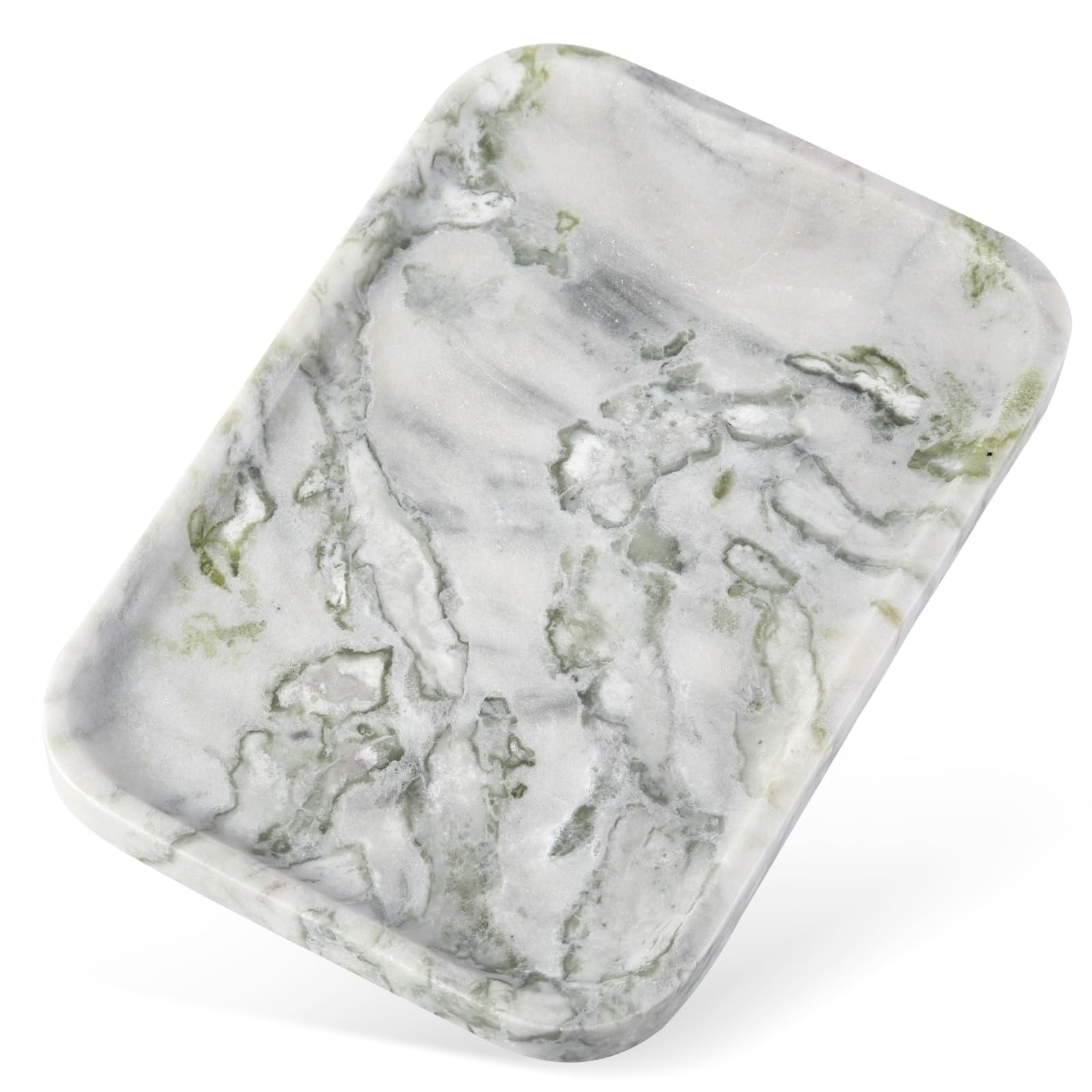 Karibiber Luxury Marble Vanity Tray Bathroom Tray Countertop Bianco Marble Stone