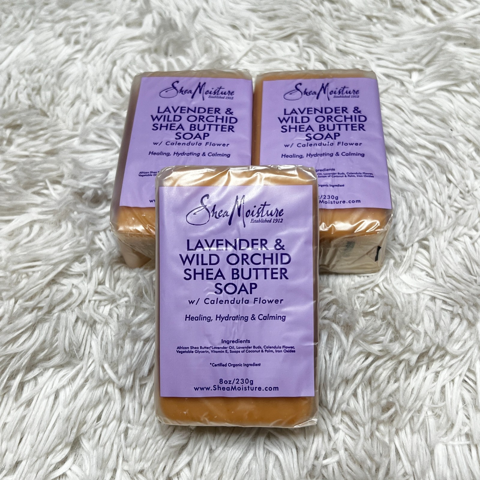 SHEA MOISTURE LAVENDER AND WILD ORCHID SHEA BUTTER SOAP BAR 8 OZ (3)