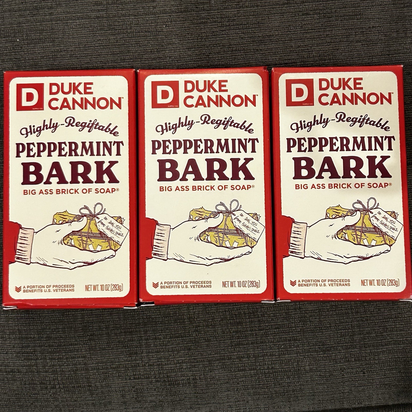 3 Duke Cannon Supply Co. Mens Peppermint Bark Soap 10 oz Bar Soap Limited Scent