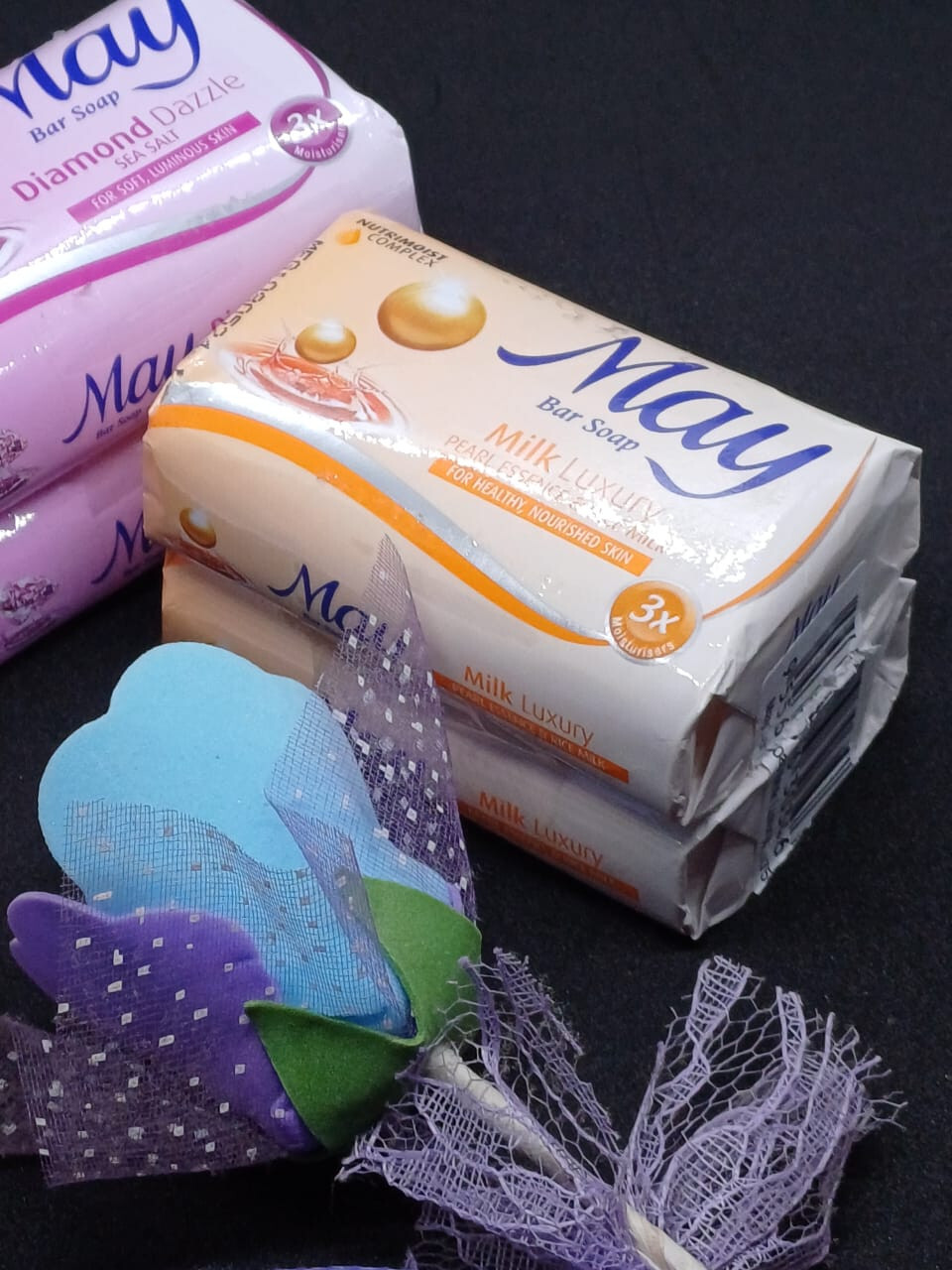 BODY BAR SOAP MAY BRAND – DIAMOND DAZZLE & MILK LUXURY 75GM X 4
