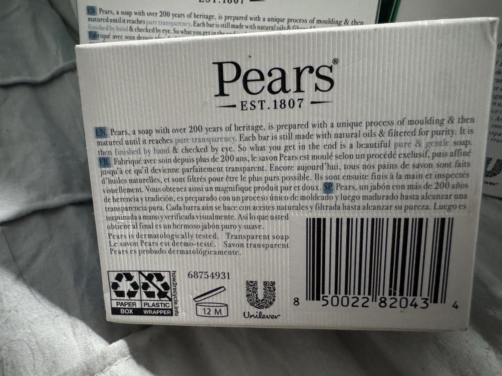 8 Pack Pears Pure & Gentle Transparent Soap 3.53 oz/100 g Bar Soap BLUE & GREEN