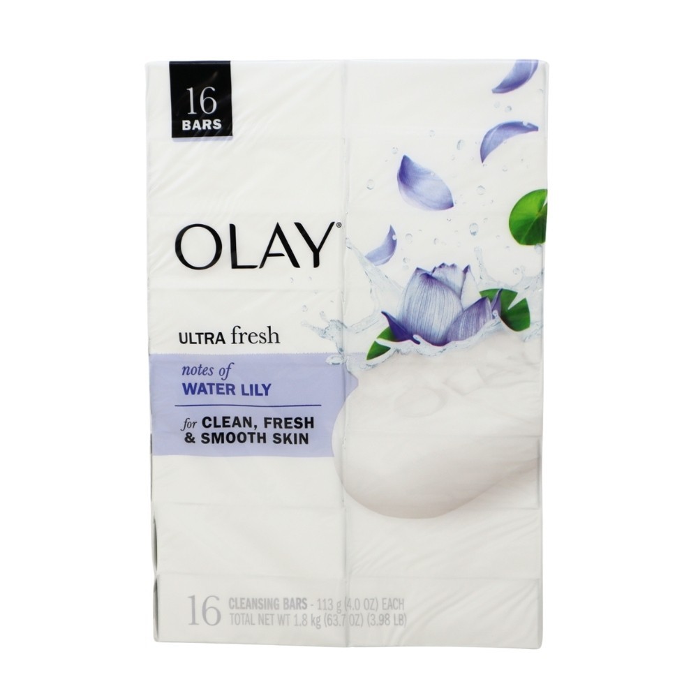 Olay Ultra Fresh Cleansing Bars, Water Lily Scent, 16 Bars, 4 oz Each
