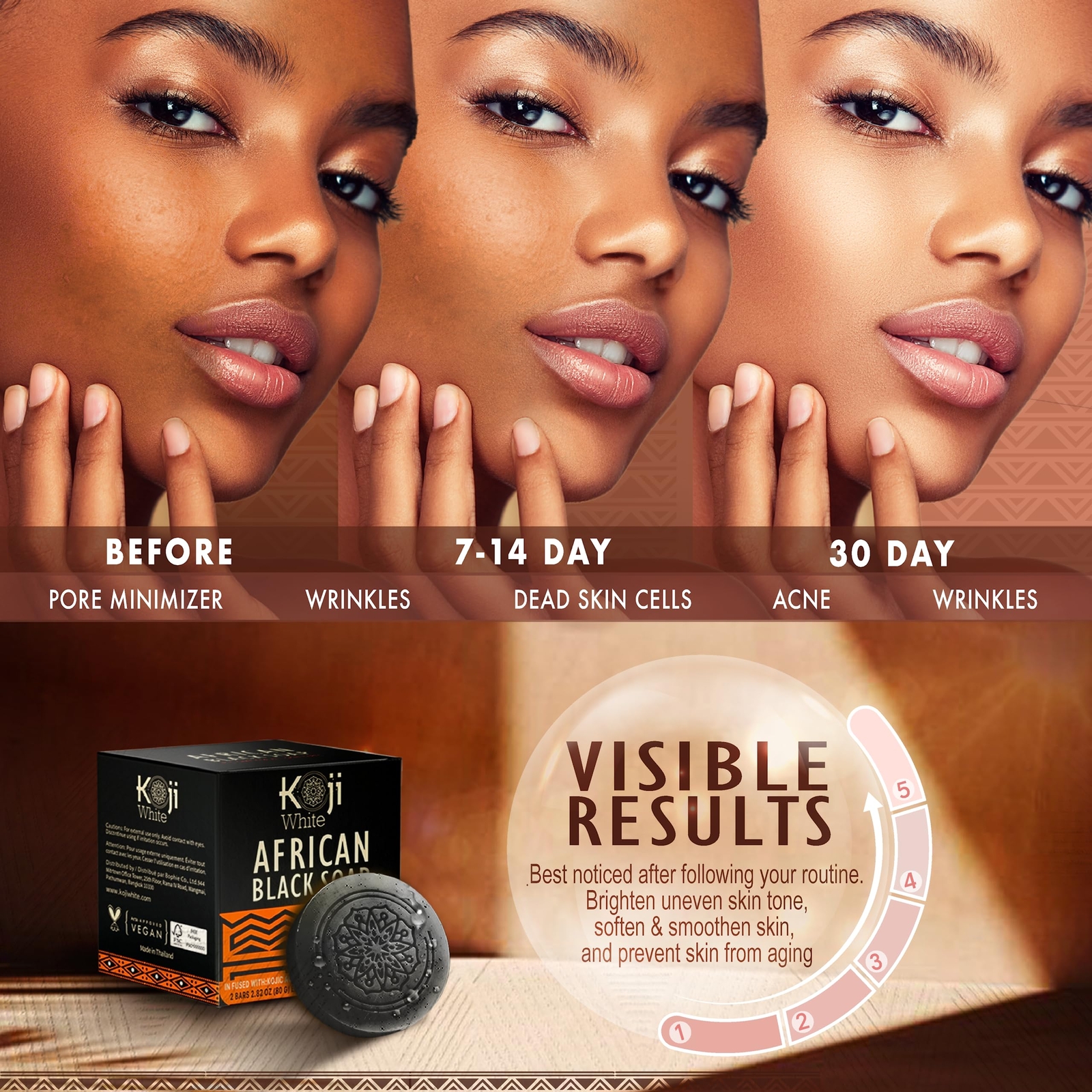 Moisturizing Black African Soap Bar for Dull, Uneven Skin Aloe Vera Shea(2 Bars)