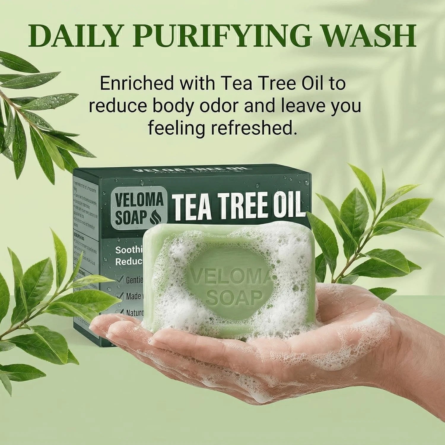 Veloma Antifungal Soap,Veloma Soap,Soothing Tea Tree & Eucalyptus, Deep Pore Cle