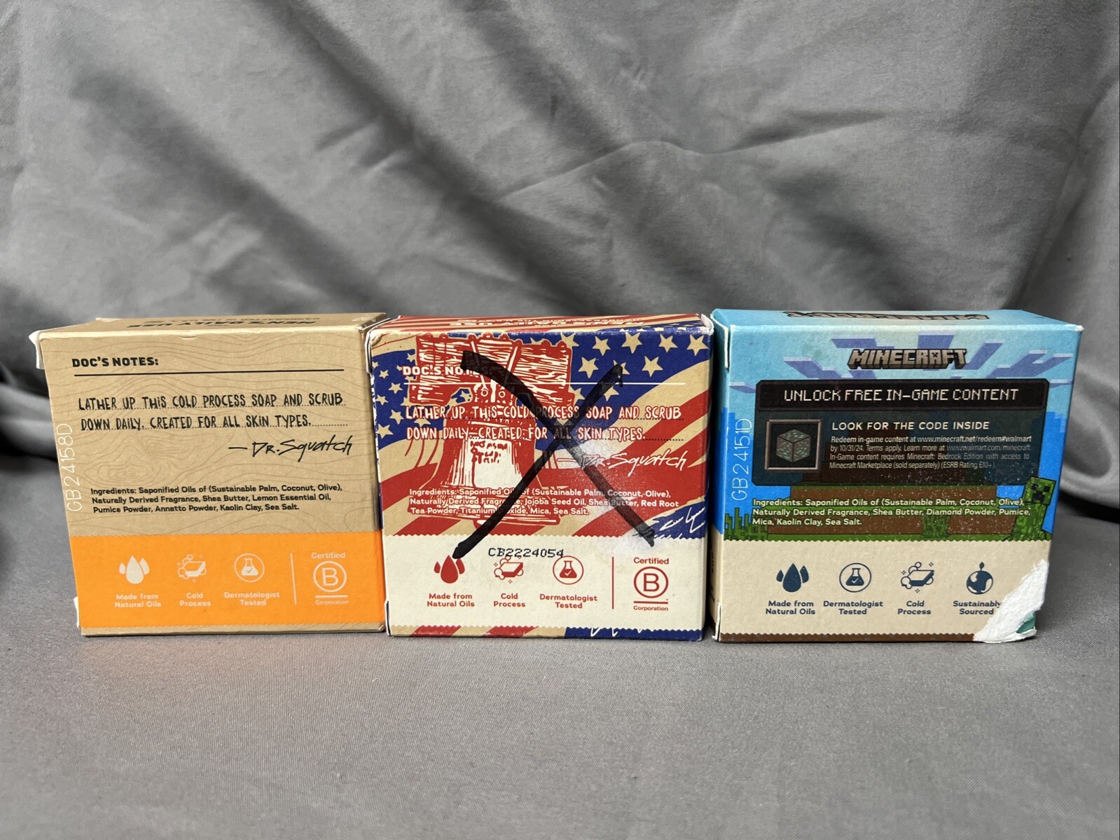 3x DR. SQUATCH MINECRAFT, FREEDOM FRESH & SUMMER CITRUS MEN’S NATURAL SOAP -F2