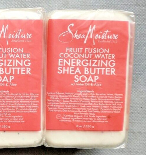 Lot 8 Bars Shea moisture soap Fruit fusion coconut water energizing Shea butter